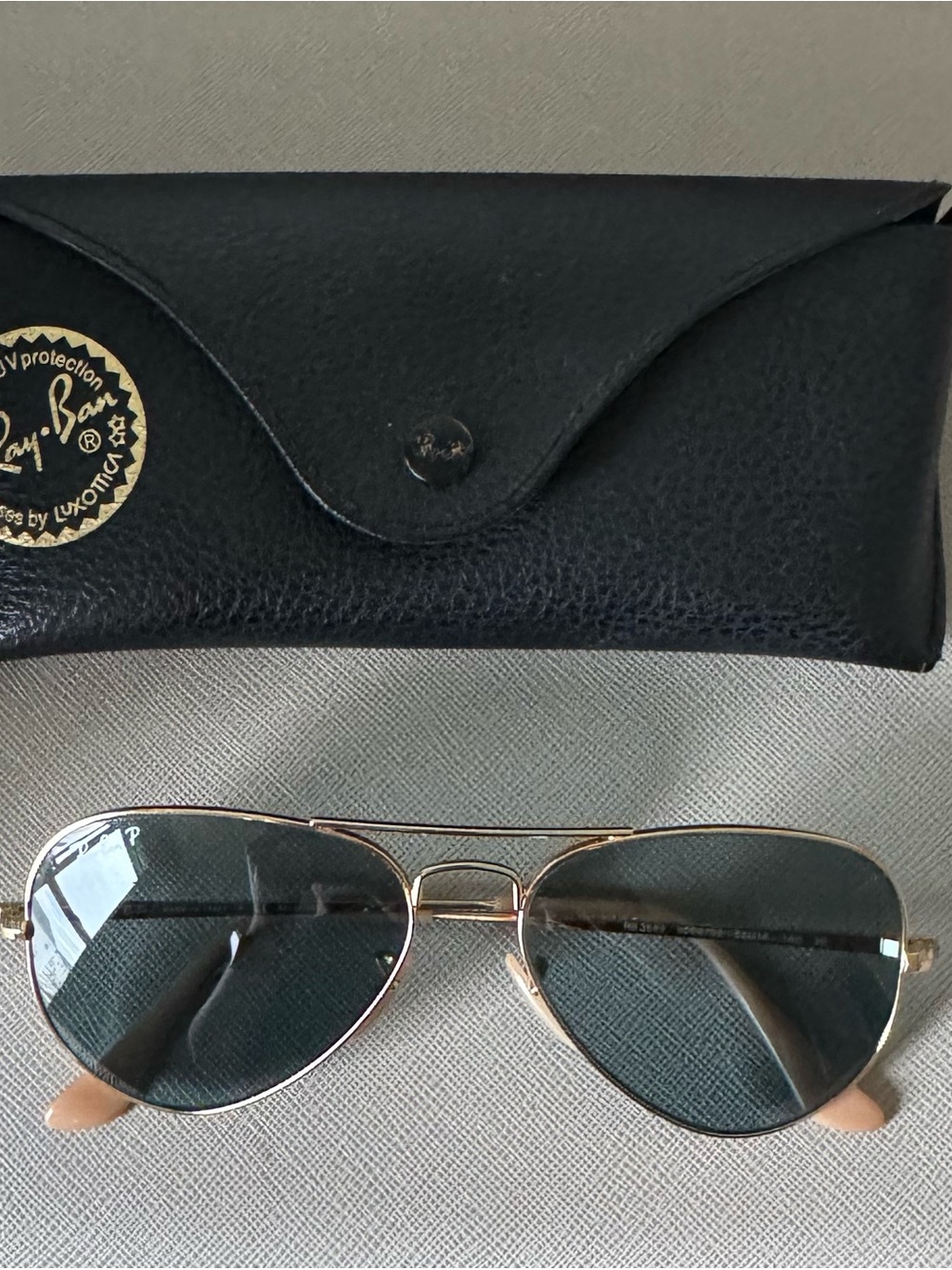 Ray-Ban RB3689 Aviator Metal II Gold Blue Polarized Sunglasses 55mm